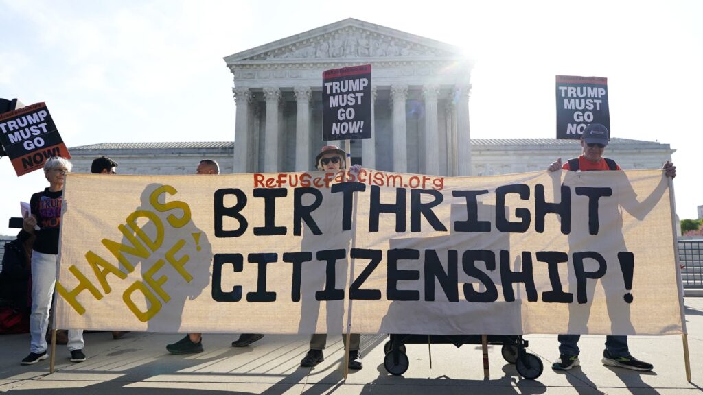 Supreme Court hears birthright citizenship case, Trump in the room