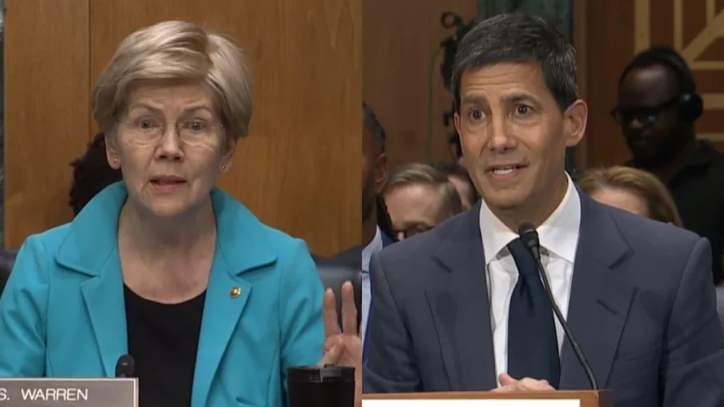 WATCH: Elizabeth Warren grills Kevin Warne about his financial assets, independence from Trump