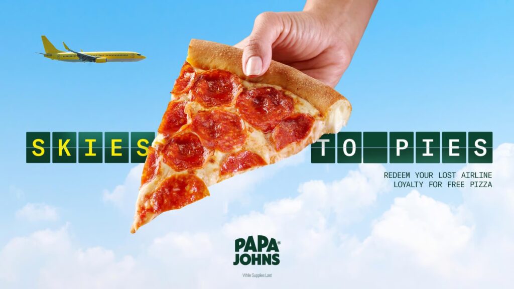 Papa John's is offering free pizza to former Spirit Airlines passengers