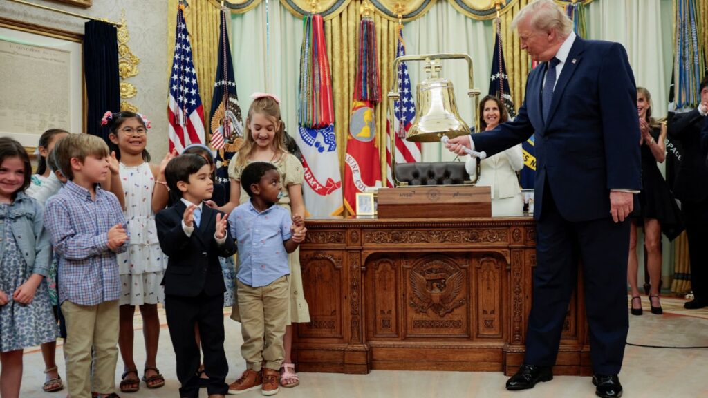 Trump rang market opening bell for the first time with CEO at White House